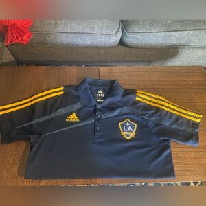 Adidas LA Galaxy Dark Blue Polo with Yellow Stripes
